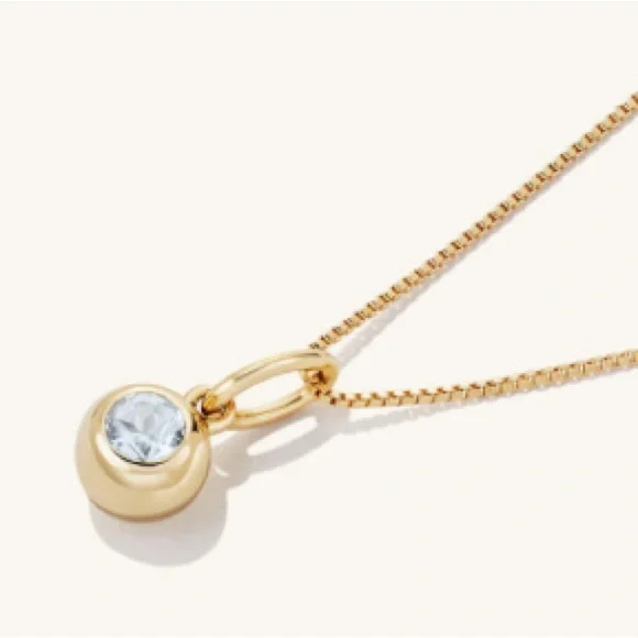 Mejuri 14k Yellow Gold/Aquamarine March Birthstone Sphere Charm - Picture 9 of 11